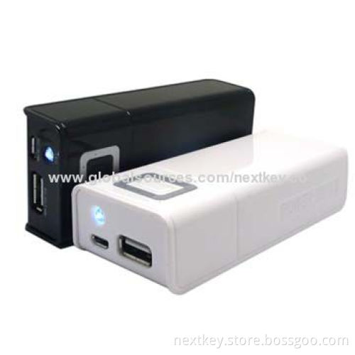 Rectangular prism button wireless charger with power bank, with flash light